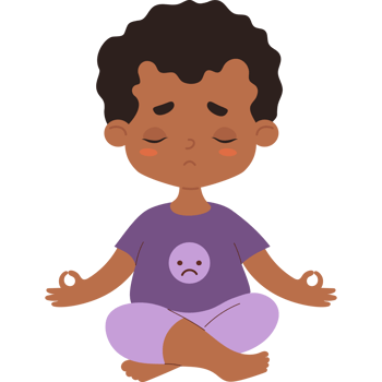 Thoughtful sad afro american boy meditates sits in asana png