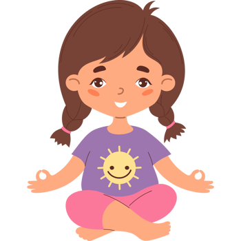 Happy girl with braids hairstyle meditating png