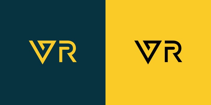 VR monogram logo design. vector