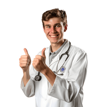 White male doctor standing with thumbs up png