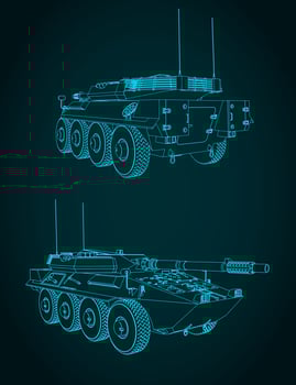 Heavy armed combat vehicle blueprints illustrations vector