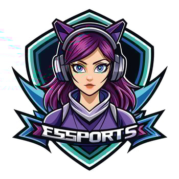 esports logo with a girl wearing headphones vector