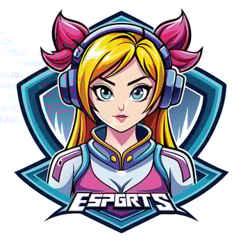 a cartoon girl with headphones on her head vector