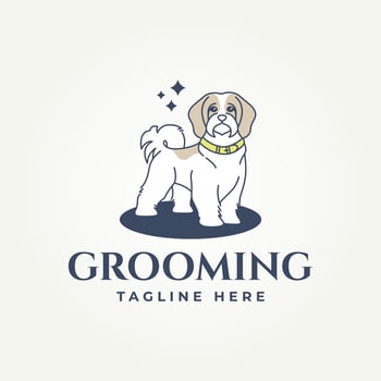 minimalist cute pet grooming and washing icon logo illustration design. simple modern pet Care salon logo concept vector
