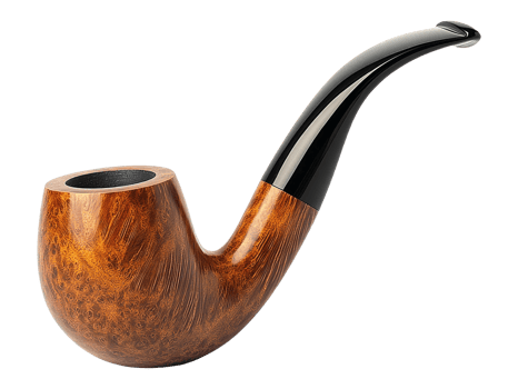 Classic Wooden Smoking Pipe on Transparent Background png