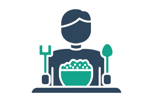 Eat icon. solid icon style. rice bowl with people. icon related to meal. meal elements illustration vector