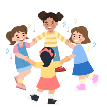 Illustration of cheerful children playing in a circle png