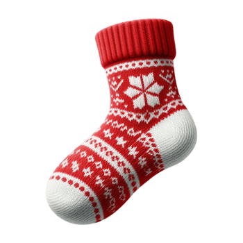 christmas stocking transparent background, festive red and white socks png