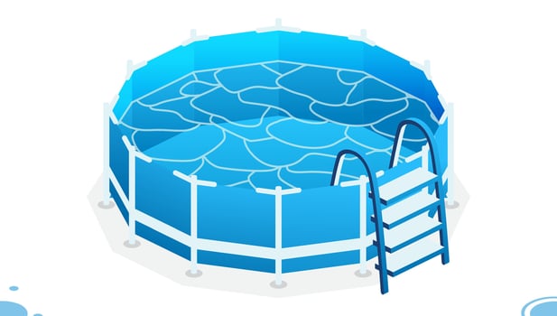 Isometric swimming pool. Empty home pool with ladder. Object isolated on white background. vector