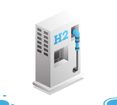 Hydrogen fuel filling station h2. Isometric concept. Object isolated on white background. vector