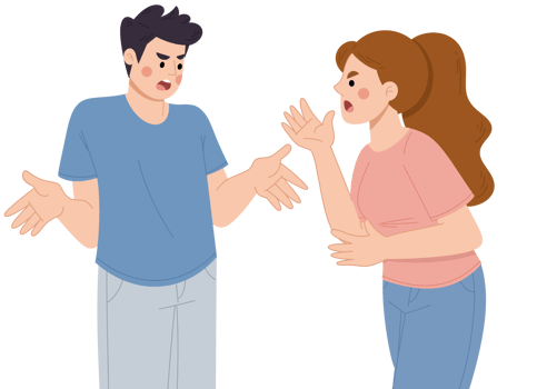 Illustration of a couple arguing png