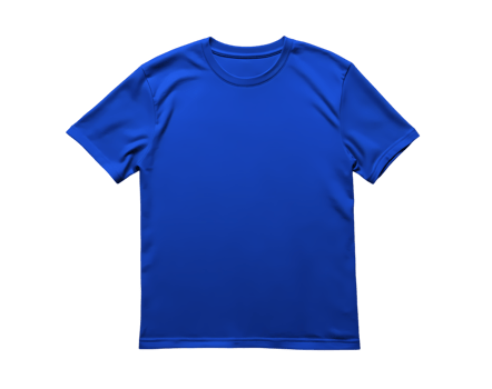 Plain Royal blue t-shirt front side mockup Template isolated on transparent background png