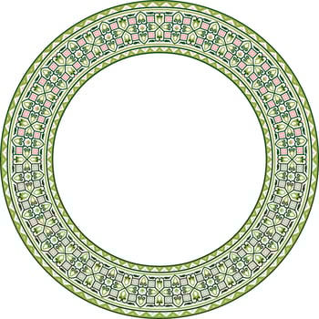 colored round Byzantine border, frame. Circle Greek pattern, Drawing of the Eastern Roman Empire. Decoration of the Russian Orthodox Church vector