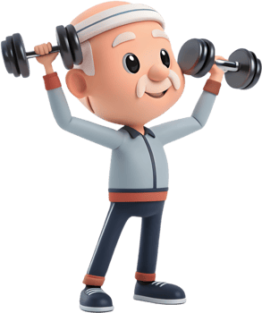 Creative Cartoon Man Doing Exercise in Delightful Adventure. . png
