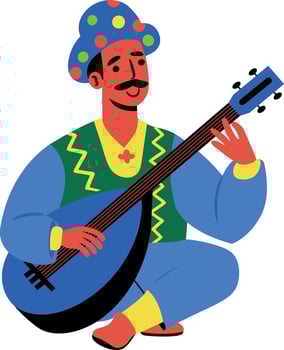 Folk musician flat character illustration vector