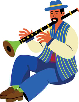 A flat character illustration of zurna player vector