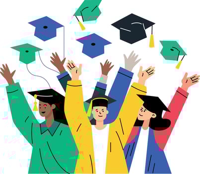 A flat style illustration depicting graduation ceremony vector