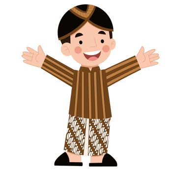 Illustration of a boy wearing traditional Yogyakarta clothes. Illustration of a cheerful boy waving his hand png
