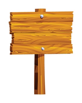 Blank wooden signboard cartoon illustration isolated on white background vector