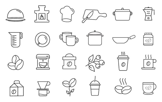 Coffee and tea line icons set vector