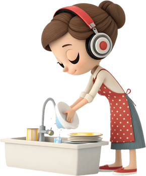 Cartoon Woman Clipart Shows Beautiful Everyday Life Activities. . png