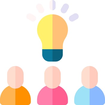 A group of people with a light bulb above them vector