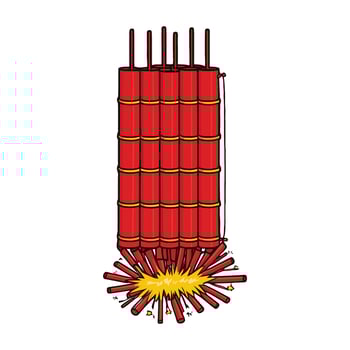 A red firework with a red and yellow tip vector