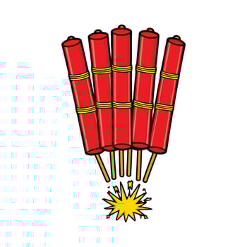 A red firecracker with a yellow stick vector