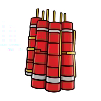 A red rocket with four rockets on top vector