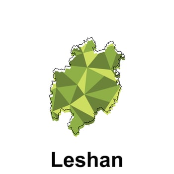 Leshan City map, map of China Country polygon style geometric simple design template, map on white background vector