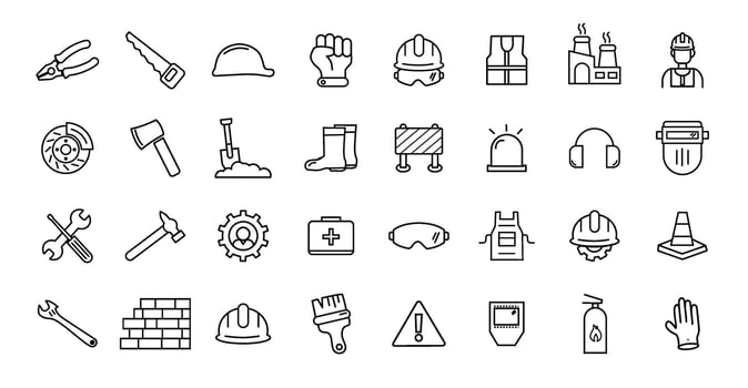 Construction line icons set illustration vector