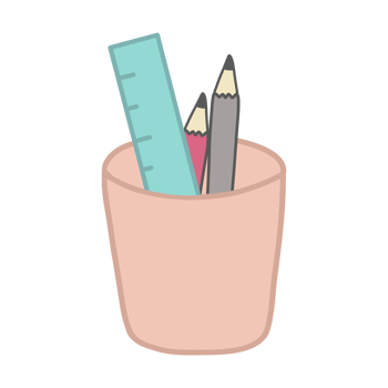 pencils and ruler in a cup icon, cartoon style png