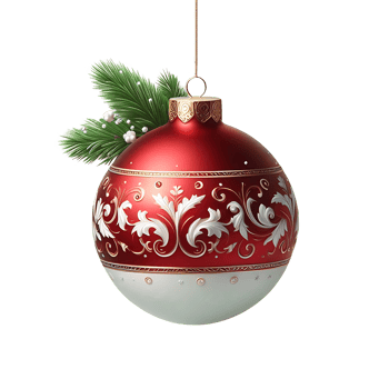 Realistic Beautiful Red White Christmas Ball with Green Leaves png