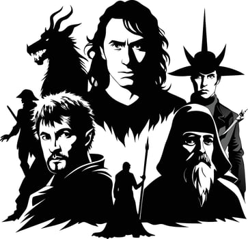 The Dark Lord and His Shadowed Court vector