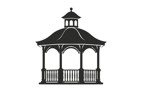Gazebo Clipart Silhouette isolated on a white background vector