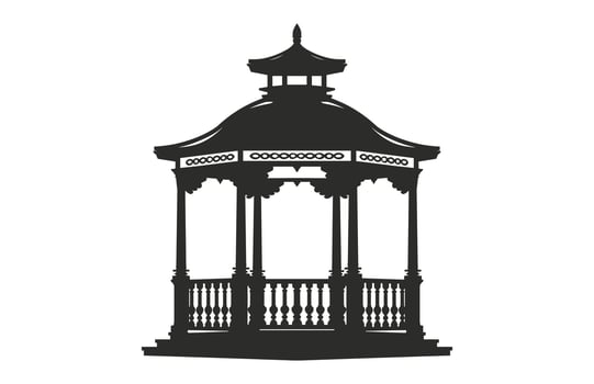 A Gazebo Silhouette isolated on a white background vector