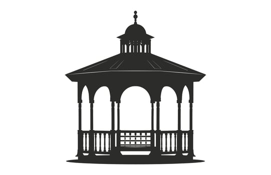 Gazebo Silhouette Clipart isolated on a white background vector