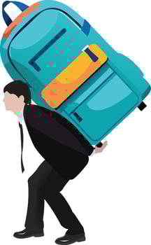 A man carrying a large backpack on his back vector
