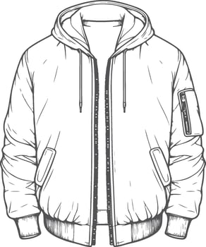 Bold Ruffle Edge Bomber Jacket Sketch Outline vector