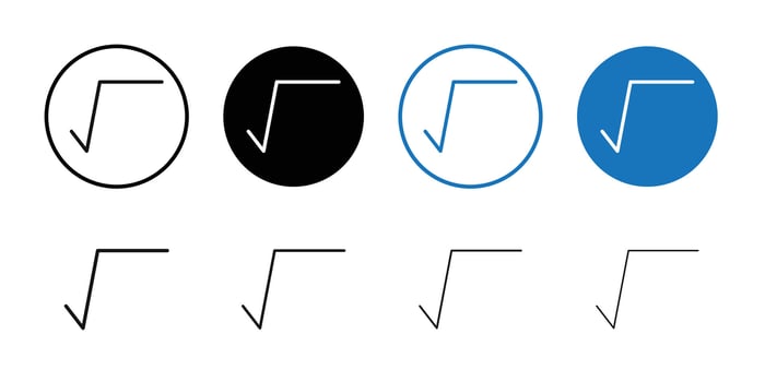 Square root icon Black and white outline vector