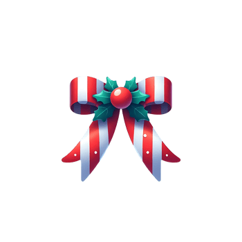 Beautiful Realistic Red White Stripe Christmas Ribbon Bow With Cranberries png