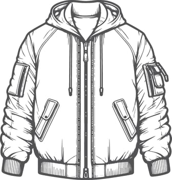 Wide Flared Utility Bomber Jacket Outline Design vector
