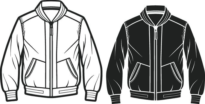 Utility Pocket Bomber Jacket Line Art vector