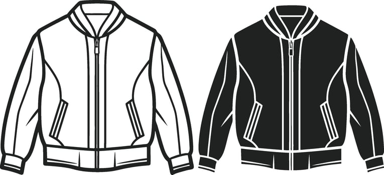 Sophisticated Bomber Jacket Line Art Outline vector