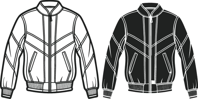 Vintage Fringe Bomber Jacket Sketch Outline vector