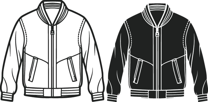 Detailed Patchwork Bomber Jacket Sketch vector