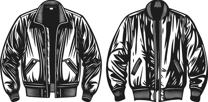 Chic Contrast Bomber Jacket Outline Design vector