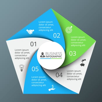 spiral pentagon for infographic. vector