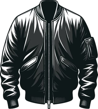 Retro Satin Bomber Jacket Sketch Outline vector