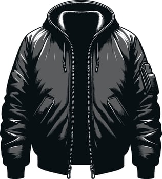 Zippered Bomber Jacket Minimal Outline vector